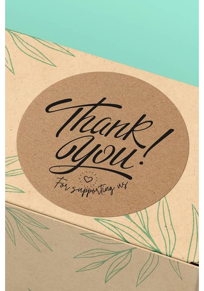 Thank You Supporting Us Kraft Sticker 3x3cm St2222 Çok Renkli