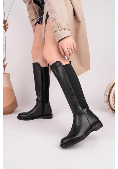 Nesilshoes Nesil Shoes Carel 801 Siyah Baldırı Strech Kadın Çizme