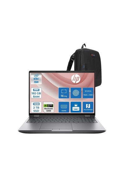 Hp ZBook Fury 16 G1ı C65h8esp47 U7-265hx 192 GB 2 TB SSD 16 GB RTXpro4000 16" Wuxga W11P Dizüstü Bilgisayar