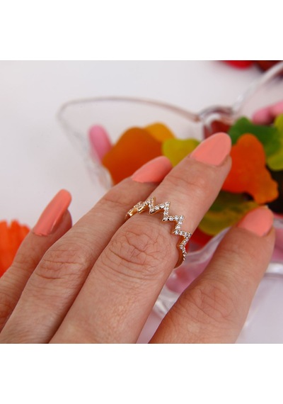 Kuyumcudukkani Yarım Sıra Taşlı Zigzag Trend Yüzük-10345-r-w Rose Gold