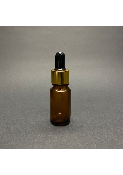 Amber Cam Damlalıklı Şişe  Gold Metalik Kapak  10 ML