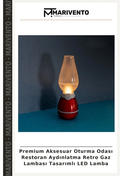 Premium Aksesuar Oturma Odası Restoran Aydınlatma Retro Gaz Lambası Tasarımlı Led Lamba Çok Renkli