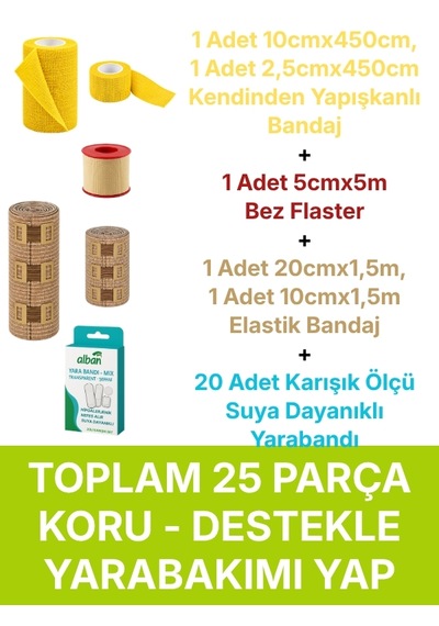 Padel & Tenis Sporcu Koruma Ve Bakım Seti 25li Kobandaj, Elastik Bandaj, Bez Flaster Ve Yara Bandı