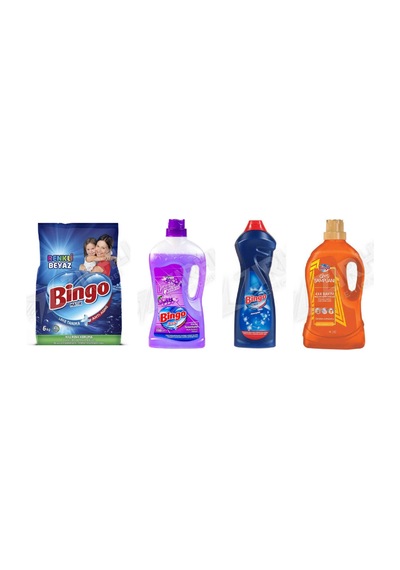 Bingo Tüm Renkler Deterjan 6 Kg+ Yüzey Tem. Fresh 2.5 Lt + Amonyaklı Krem 750 Ml +giysi Şampuanı 3lt 4'lü Set Diğer