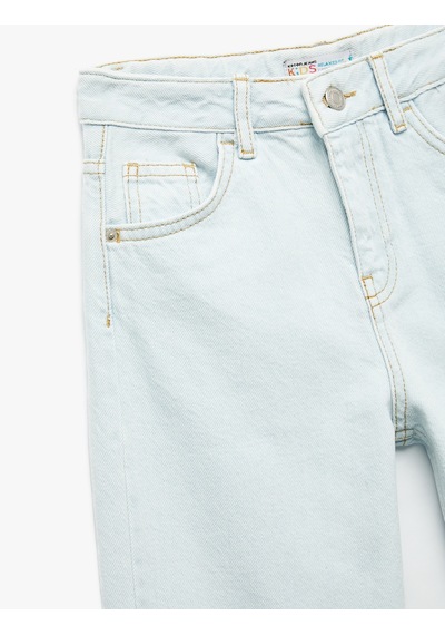 Koton Pamuklu Cep Detaylı Relax Fit Denim Pantolon Lıght Indıgo 5skb40047td Açık Mavi