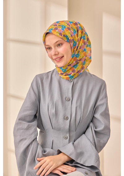 Silk Home Soft Eşarp 73092-33 Sarı, Gök Mavi, Turuncu, Çimen Yeşili, Mor