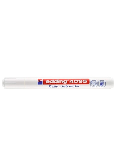 Edding 4095 Tebeşir Kalemi - Beyaz - 1 Tebeşir Kalemi - Yuvarlak Uçlu 2-3 Mm