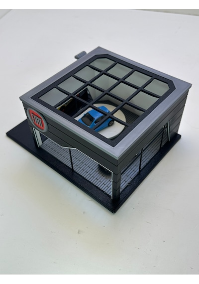 3d Baskı 1/64 Ölçekli Fiat Showroom Tasarımlı Diorama Araç Sergileme Garajı
