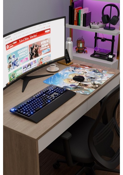 Aether Lumine Genshin Impact Anime Gacha V3 - 48x40 Xl Gaming Mouse Pad Fare Altlığı