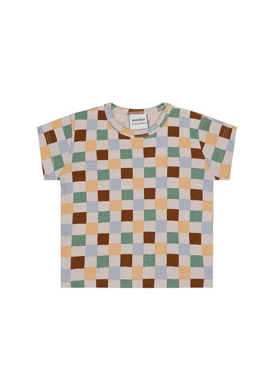 Antebies Pastel Damalar Kısa Kollu Tshirt Şort Set renkli