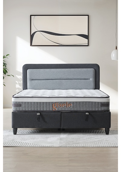 Gisela Modeli Full Ortopedik Çift Kişilik Pedli Yataklı Baza Ve Başlık Takımı 3 Lü Set 160 x 200