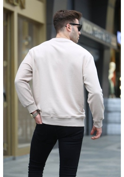Madmext Bej Basic Erkek Sweatshirt 6010 Bej