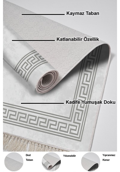 Dekoreko Kaymaz Taban Djt 3 Lü Banyo Paspas Takımı Trend Karışık Modern 626m gri