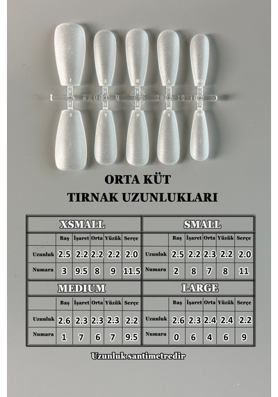 100 Adet Small Küt Orta Uzunlukta Jel Protez Tırnak Tips Small