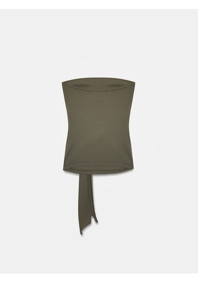 Dilvin 32841 Bağlamalı Bandeau Top-haki