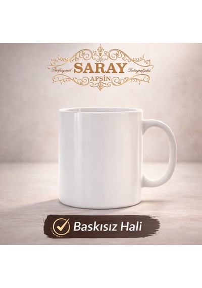 Baskılı Kupa Bardak Beyaz - Siyah