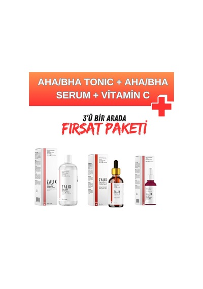 Zalix Vitamin C Complex Serum 30 ML + Aha-Bha Aydınlatıcı Serum 200 ML + Aha-Bha Peeling Tonic 200 ML