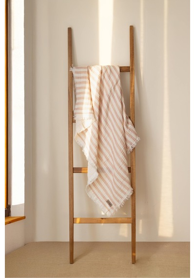 Zeypba 4 Katlı Müslin Örtü Pembe Çizgili 110x110 CM Bebek & Çocuk İçin % 100 Pamuk Pembe Melanj
