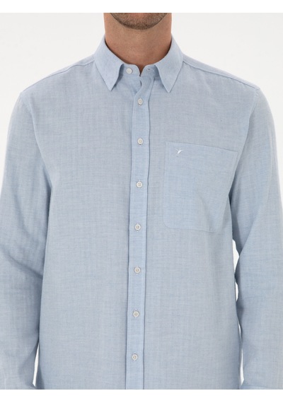 Cacharel Açık Mavi Slim Fit % 100 Pamuk Gömlek Denım