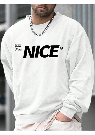 Startmore Adrift Slogan Graphic Sweatshirt Beyaz Beyaz
