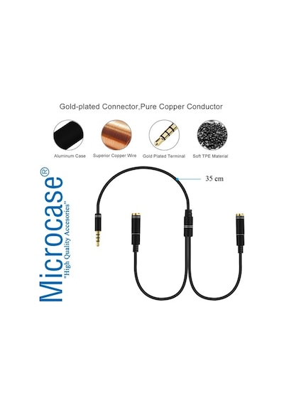 Microcase 3.5 Mm Çift Çıkışlı Kulaklık Çoğaltıcı Kablo - Al2312