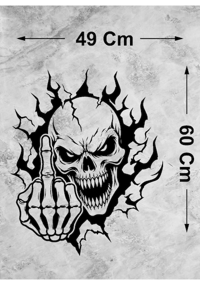 İskelet Kurukafa Sticker - İskeletor Kurukafa Kuru Kafa Sticker - Araba Oto Motosiklet Karavan Cam Laptop Sticker - 00352 60X49 Cm