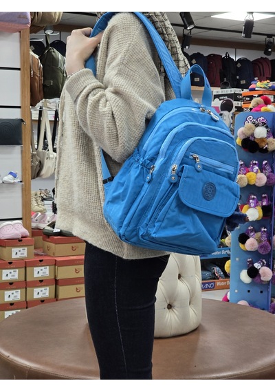 My Polo 2114-8675 Kadın Krinkıl Kumaş Çok Gözlü Astarlı Petli Su MAvi