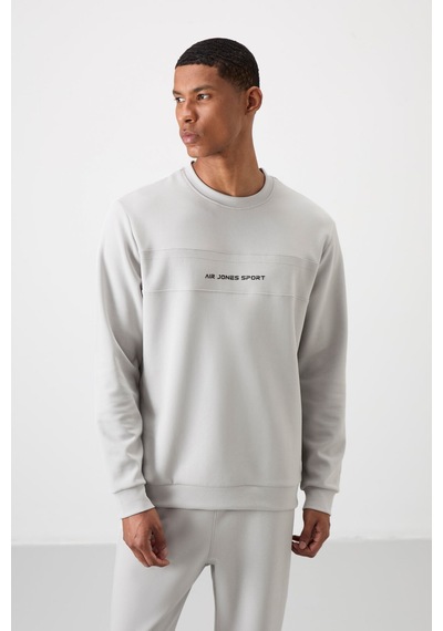 Tommy Life Taş Pamuklu Kalın Yumuşak Dokulu Comfort Fit Baskılı Erkek Eşofman Takım - 85253 Taş Rengi Taş