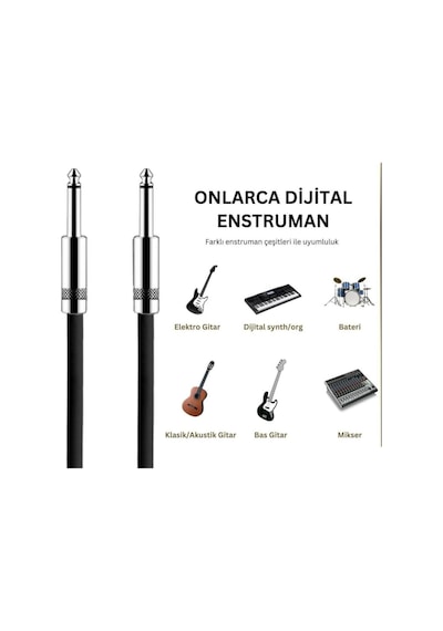 Gitar Jack Kablosu Çelik Uç 5m- Elektro Akustik Bas Bağlama Keman