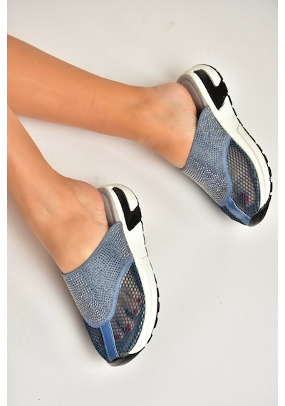 Fox Shoes U312514415 Lacivert File Kadın Terlik Lacivert