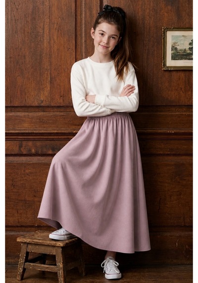 Angel&co. Girls Clothing Modest Uzun Kız Çocuk Açık Renk Mevsimlik Etek Bej Menekşe - 791131271 Bej Menekşe
