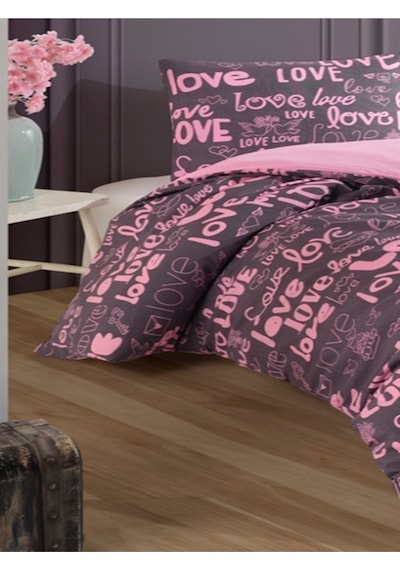 Üntaş Serenat Çift Kişilik Çift Taraflı Love Desen Nevresim Seti Loveçift