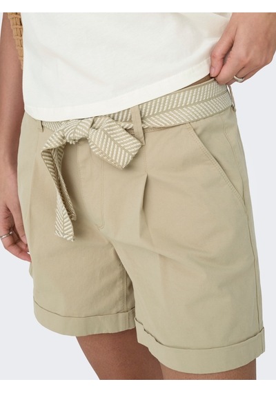 Only Onlazelea Mw Belt Chıno Shorts Pnt Kadın Beyaz Şort - 15370625