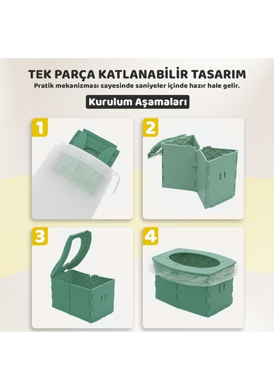 Guqqo Katlanabilir Lazımlık, Portatif Seyahat Tipi Taşınabilir Çocuk Tuvaleti, 327 G, Yeşil