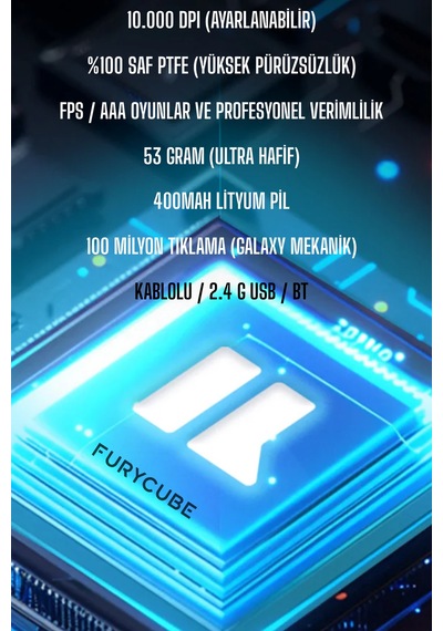 Furycube G1 10000 Dpı Kablolu/bt/2.4 G Tri Mode Gaming Oyuncu Mouse 001