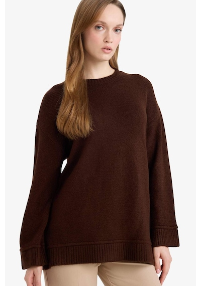 Defacto Loose Fit Bisiklet Yaka Triko Kazak Tunik G6912ax25wnbn468 Kahve-bn468