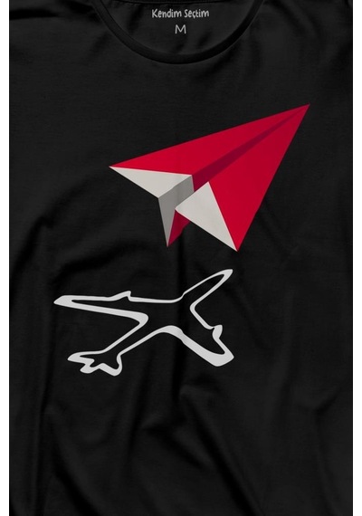 Kağıt Uçak Hayaller Hayatlar Fly Pilot Uzun Kollu Tişört Baskılı T-shirt 001