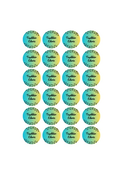 96'lı Yeşil Yaprak Detaylı Teşekkür Ederiz Paket Etiketi 4x4 Cm Yuvarlak Müşteri Teşekkür Sticker Ambalaj