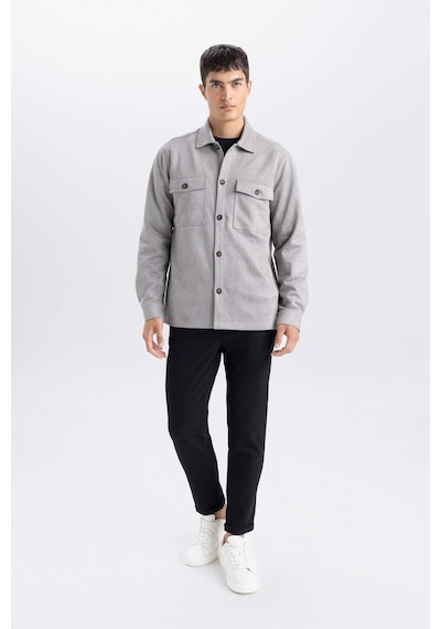 DeFacto Regular Fit Polo Yaka Süet Gömlek Ceket D3379AX25SPGR308