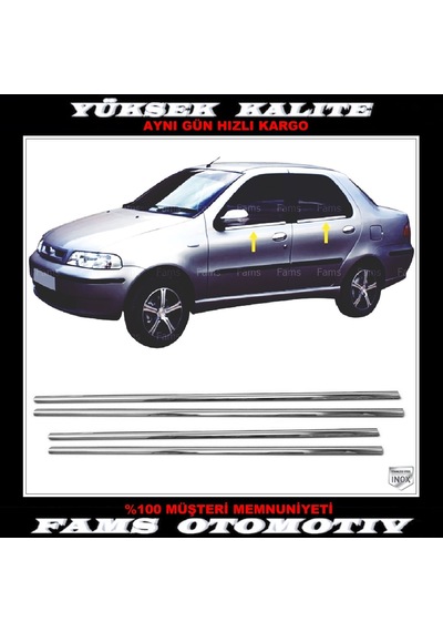 Fiat Albea Krom Cam Çıtası 4 Prç. 2002 Üzeri  P.Çelik