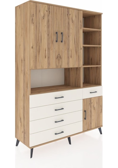 Hyperion Dolap 8 Raflı 5 Çekmeceli 3 Kapaklı 132x44x195 Çam-ç... Çam