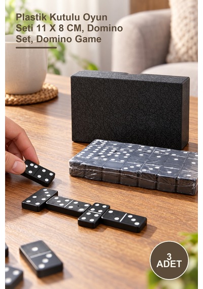 3 Adet Domino Oyunu Plastik Kutulu Oyun Seti 11 X 8 Cm, Domino Set, Domino Game