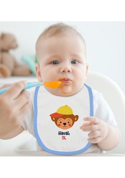 Bk Kids Havalı Ol Tasarımlı Mavi Bebek Mama Önlüğü Mavi