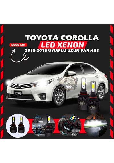 Toyota Corolla 2013-2018 Uzun Far Uyumlu Şimşek Etkili Led Xenon Light Series Hb3
