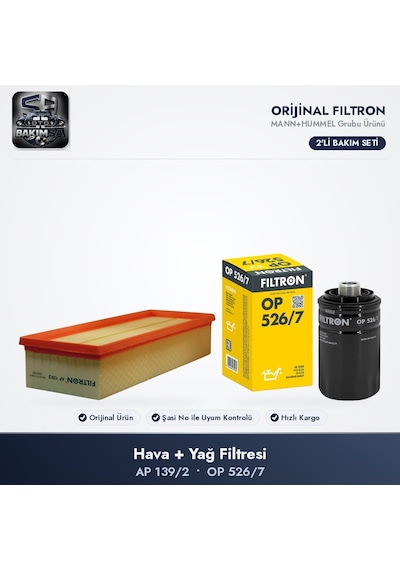 Filtron Filtre Bakım Seti Hava+yağ - Golf 6 / Passat B6-b7-cc / Octavia 2 1.8-2.0 Tsı