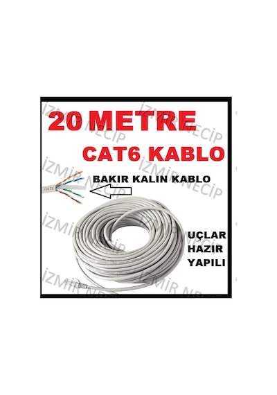 Ncplne 20 M Eternet Modem Ağ Kablo Cat 6 Cat6 Kalin Internet Kablosu