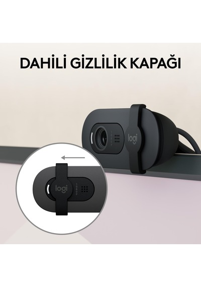 Brıo 100 Full Hd Web Kamerası, Toplantı Ve Yayın Amaçlı, Otomatik Işık Dengesi, Dahili Mikrofon, Gizlilik Kapağı, Usb-a, Microsoft Teams, Google Meet, Zoom İle Uyumlu, Siyah