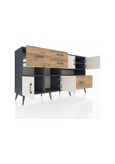 Hyperion Konsol 5 Raflı 4 Çekmeceli 4 Kapaklı 176x44x99 Antrasit- Antrasit-aytaşı/çam Hyperion Konsol 5 Raflı 4 Çekmeceli 4 Kapaklı 176x44x99 Antrasit- Antrasit-aytaşı/çam
