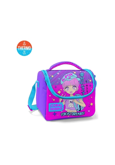 Coral High Kids Mor Pembe Mavi Simli K-Pop Desenli Thermo Beslenme Çantası 11849