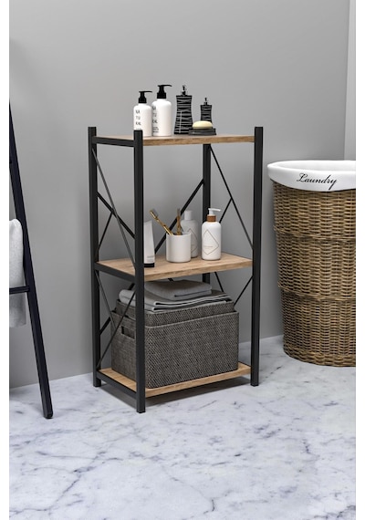 Venice Banyo Düzenleyici Banyo Dolabı Çok Amaçlı Dolap 3 Katlı Metal Mutfak Düzenleyici Ceviz